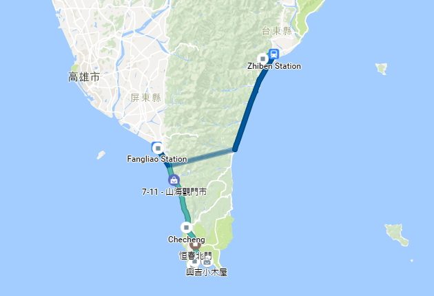 知本から栃寮まで移動その後台湾南部までサイクリング