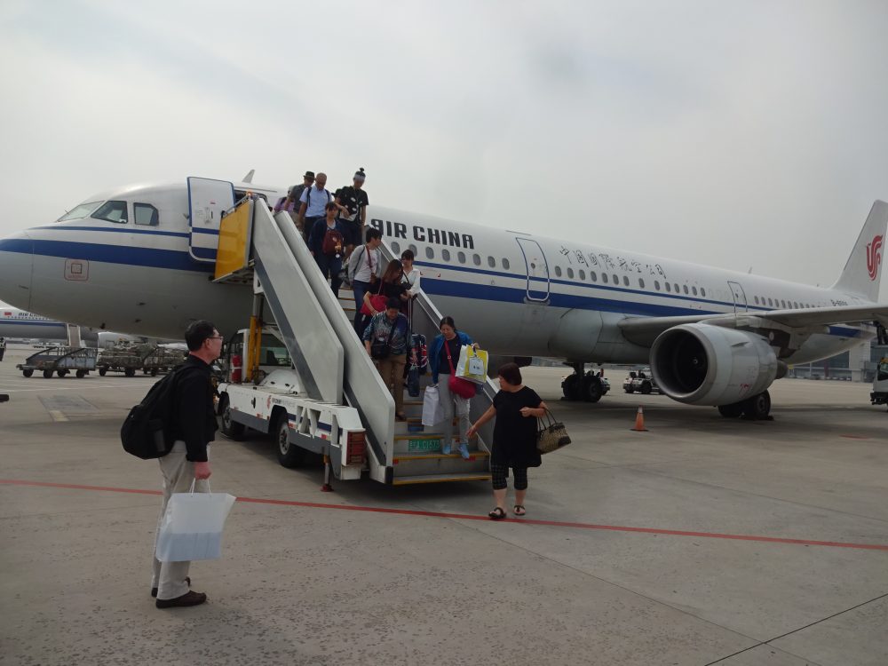 中国国際航空で北京到着