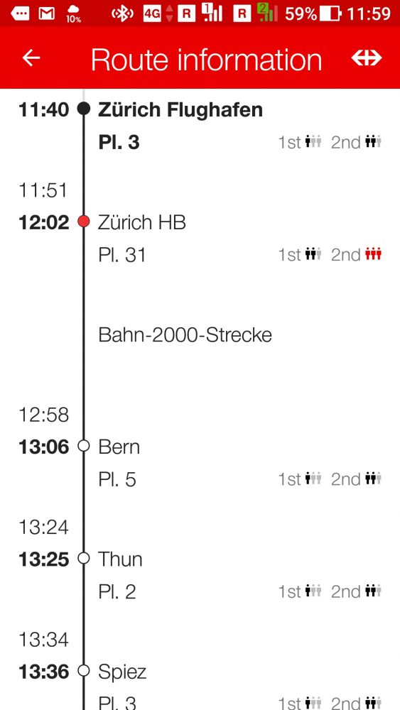 スイス鉄道アプリ