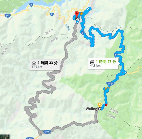 武嶺から梨山に抜けるルート