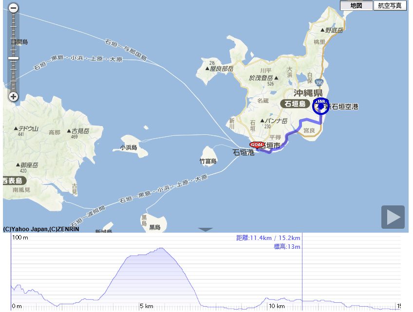 石垣空港から石垣港、西表島仲間港へ