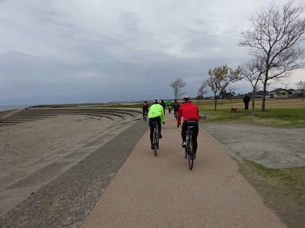 海岸沿いの遊歩道をサイクリング