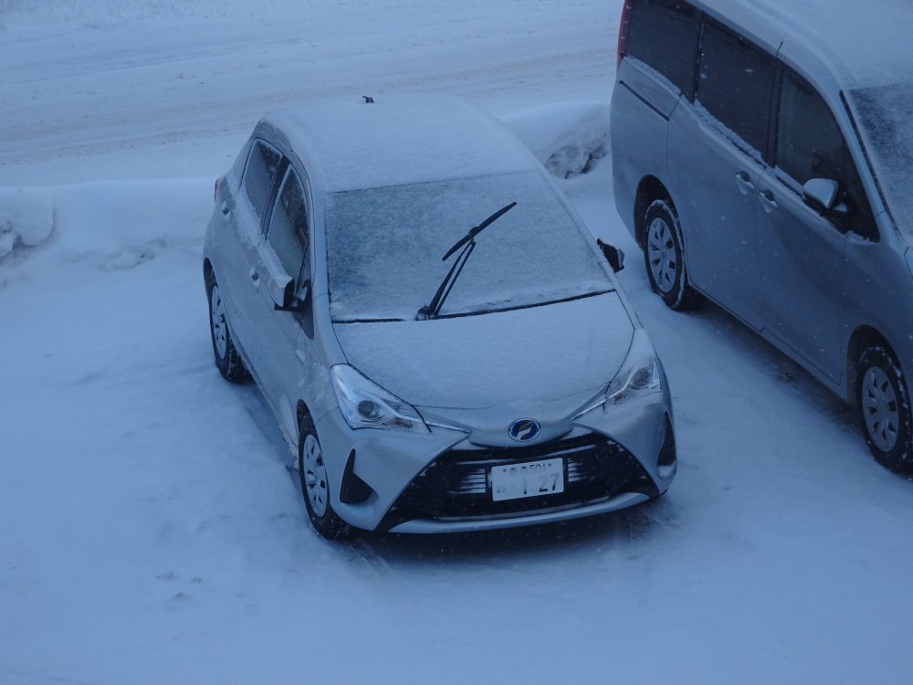 車は雪だらけに