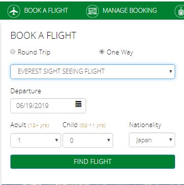 人数や国籍をイエティ航空入力